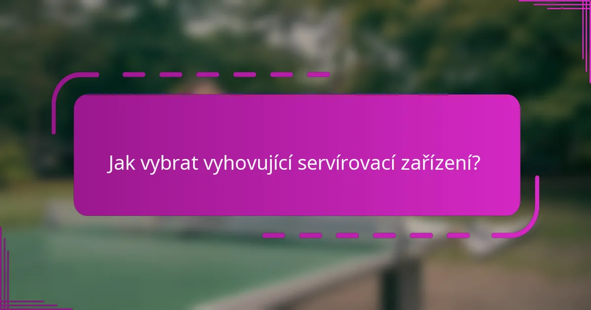 Jak vybrat vyhovující servírovací zařízení?