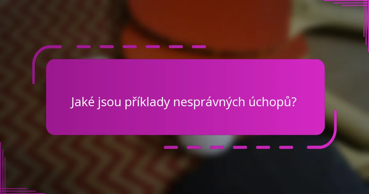 Jaké jsou příklady nesprávných úchopů?
